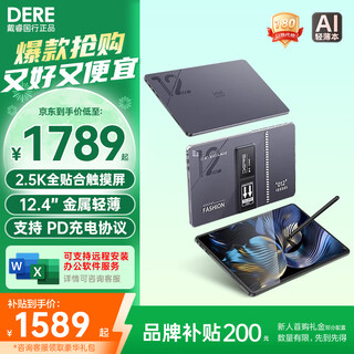 戴睿【2025新款】平板电脑二合一笔记本 12.4英寸2.5K高清触摸屏 轻薄商务办公网课教育平板手提电脑 2.5K触摸屏/高性能英特尔强芯 8G内存 128G高速固态