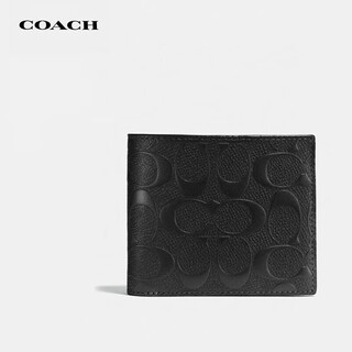 90% new coach brand direct supply men's short folding wallet card holder black leather cr957blk