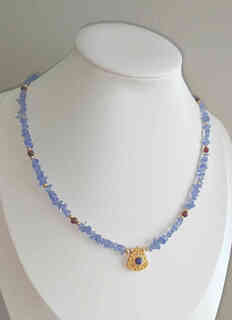 Chili natural tanzanite garnet necklace with ancient french silver ruyi lock pendant broken silver embellishment pendant necklace 43+5