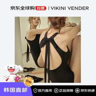 VIKINI VENDER SWIM WEAR & BEACH WEAR【韩国直邮】 贝蒂挂脖缎带连体泳衣 - 黑色 M 码 送男女礼物进口
