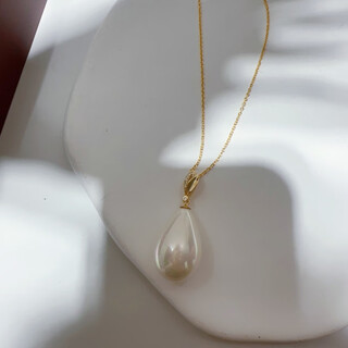 Drop-shaped pearl pendant south sea mother-of-pearl large imitation white colorful silver gold-plated retro fashion white colorful