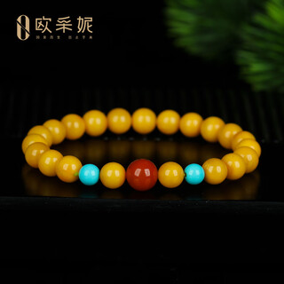 Oucerny beeswax bracelet natural amber raw stone full of honey chicken oil yellow old beeswax round beads buddha beads south red multi-treasure diy bracelet natural beeswax one thing one certificate