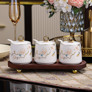 Zhengye light luxury seasoning box set kitchen salt jar sugar jar seasoning storage box household seasoning jar ceramic seasoning jar