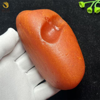 Fuwanzhe natural beeswax raw stone genuine handle piece raw amber full leather ornament 160.5g