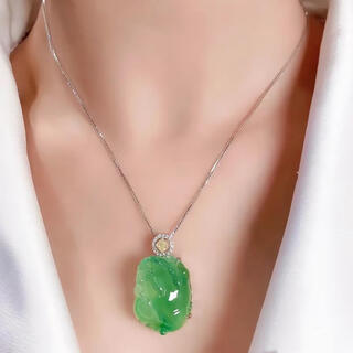 Natural burmese ice type floating flower pixiu jade pendant laokeng a goods 18k gold inlaid glass