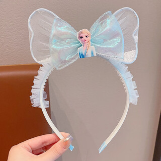 Enrmiiv children's luminous mesh headband for girls, princess elsa headband, girl's super fairy hair accessories, baby headband, photo hairpin, blue princess elsa (glows)