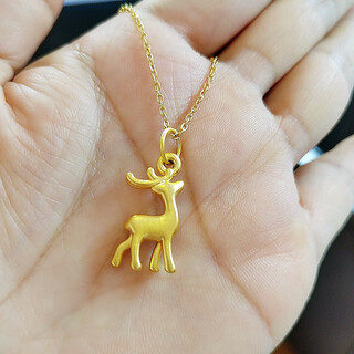 Chili ancient gold-wrapped silver yilu has you pendant, female deer necklace, fashionable high-end clavicle chain birthday gift for girlfriend yilu has you deer pendant (gold chain free)