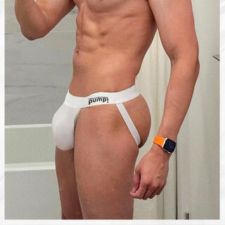 Sexy low-waisted men's thongs, masculine and comfortable, u-convex back, no need to take off double thongs, gay sex pants, white l