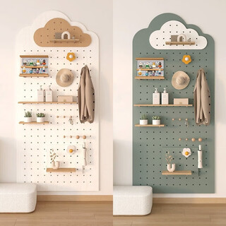 Ruhao entrance hole board custom-made storage rack wooden display storage wall cloud storage rack wall hanging hanger board cream white cloud 100*220 package