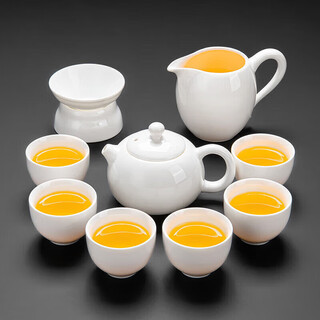 Original and mutton-fat jade white porcelain tea set set for home high-end office reception and drinking teapot complete set of ceramic kung fu tea cups