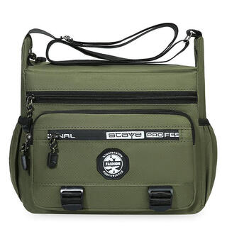 Vinoa large pocket repair tool bag men's business cross bag can hold water cup men's bag single shoulder crossbody bag more wear-resistant upgraded six zippers-0193 army green