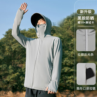 Zailu summer ice silk sun protection clothing for men 2025 new sun protection thin breathable sun protection clothing outdoor fishing jacket newly upgraded vinyl sun protection-light gray 2xl 2xl145-185jin jin is equal to 0.5 kg