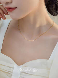 Vzzs multiple wearing methods freshwater small 14k gold-filled necklace pendant stacked design full of stars single layer pearl necklace about 40 cm