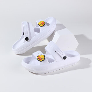 B.Duck小黄鸭童鞋儿童洞洞鞋男女童夏季外穿凉拖鞋轻便花园鞋5973白色40