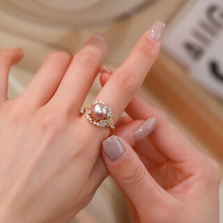 Fat donglai quality purple pearl ring, light luxury purple 9-10mm edison light luxury adjustable bracelet, purple