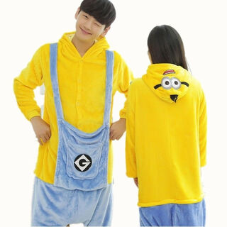 Parmaito minions and pikachu one-piece pajamas for parents and children. the minions have shoes. s reference height: 145-155