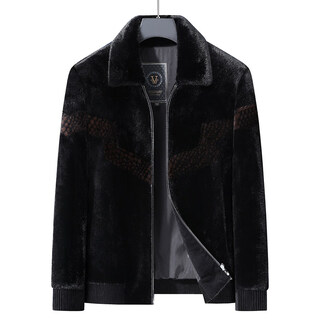 Fat brother plus size plus size men's high-end mink velvet coat warm jacket casual woolen thickened business lapel black 5xl