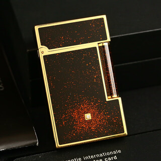 Second-hand 95 new s.t.dupont dupont inflatable lighter black chinese lacquer red gold sand diamond version men's accessories luxury gift collection ligne2 large size