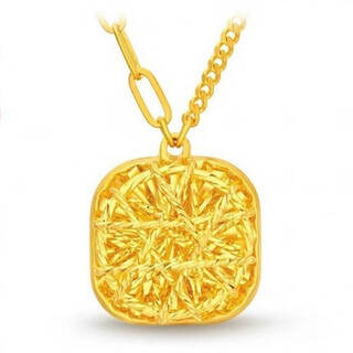 Ji bochi pure gold-wrapped silver sugar cube pendant g24k gold sparkling sugar cube necklace small sugar cube series birthday gift sugar cube pendant