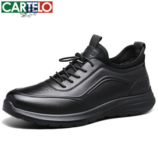Cartelo men's shoes spring and autumn cowhide comfortable dad shoes business sports casual men's leather shoes 5210 black 40