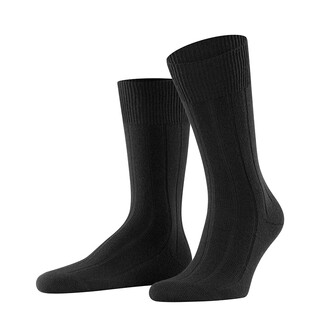 Falke lhasarib men's autumn and winter wool mid-calf socks business leather shoes and socks warm and comfortable new style black_3000 one size fits all 39-42