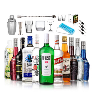 阿卡维拉斯原装进口洋酒基酒鸡尾酒套装长岛冰茶龙舌兰金酒朗姆伏特加白橙酒 长岛11瓶调酒套装（含酒具款）