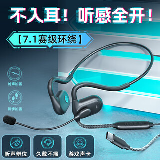 Leviland e-sports game-specific computer headphones that cannot be worn on the head, ear-hanging desktop notebook usb wired sound card headset microphone two-in-one chicken fps listening and positioning