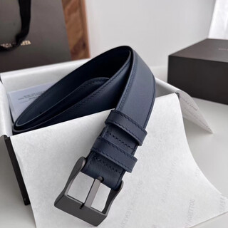 Belt belt for men and women, genuine leather trousers, simple width 3.5cm, blue, 100cm, pants size 26-28