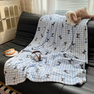 Xinnan coral plush blanket towel quilt office nap sofa blanket student lunch break summer air-conditioned blanket cover blanket shawl blue plaid 100*150cm
