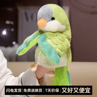 优羽搞怪互动安抚小鸟手偶玩具公仔手套娃娃腹语搞笑鹦鹉毛绒玩具玩偶 白身绿头-和尚