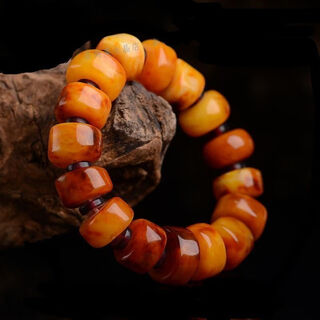 Falling in love with the old phoenix, russian material, old yellow beeswax amber bucket bead bracelets, old bead wax amber strands, original stone drum beads, beeswax bracelets, large frosted style 14*20 drum bead separators, one strand of 15 bags,