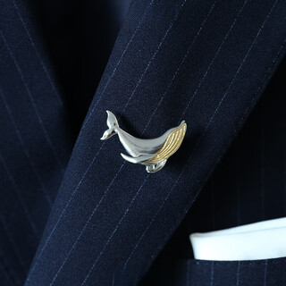 Shijun (shijun) high-end men's evening suit dress brooch fashion corsage wedding groom accessories lapel pin whale