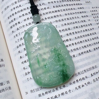 Fat donglai jade high ice species floating green quartzite jade landscape artistic conception brand pendant carved jade pendant for men and women landscape brand
