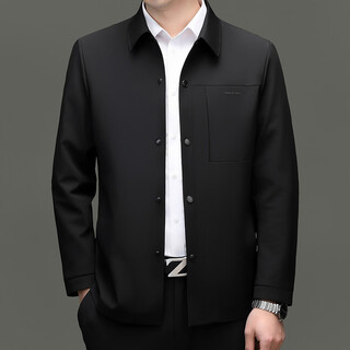Lilan men's spring and autumn fashion jacket men's middle-aged dad's executive jacket solid color lapel anti-wrinkle high-end jacket black 2xl 185/100