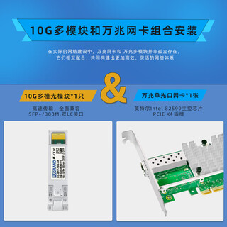 FUGRAND万兆光口网卡X520-DA1 PCIE X8 X4 Intel 82599原装芯片单光口10G企业台式服务器英特尔光纤网卡 X520-DA1单口网卡/X4+1个万兆多模光模块
