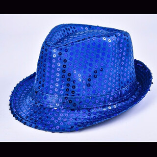 Gisellen popping hat hip-hop sequined top hat stage performance hat children's men's and women's jazz hat adult hat sequin sapphire blue s (54cm) children's style