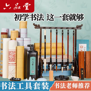 Liupintang brush calligraphy starter set for beginners, four treasures of the study, beginners, adults, brush calligraphy copybook, calligraphy practice paper, water writing cloth, primary school students, children's pen, ink, paper and inkstone, 19-piece set, high cost performance, large storage box