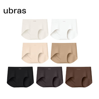 ubras25年新品7A抗菌星期裤系列-无尺码包臀中腰平角裤七条装女内裤 黑热可可棕隐形肤瓷肌燕麦白 均码 U适合（90-130斤）