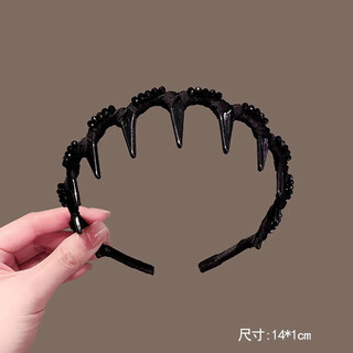 Dai shilin dsl headband light luxury women's model 2025 new black rhinestone handmade high skull pressure hair headband with teeth anti-slip hairpin black diamond headband