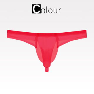Men's sexy ayi thong men's underwear ice silk mesh transparent underwear gun bullet separation elephant trunk seamless sexy m red (1 experience)
