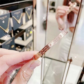Coach outlet women's bracelet jewelry live buckle crystal double c logo rose gold cx686 blm