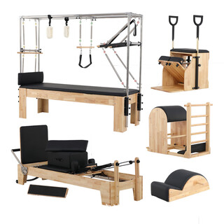 Pilates five-piece set core bed large equipment cadillac chanrou semi-elevated yoga pilates fitness equipment oak australian model upgraded five-piece set black