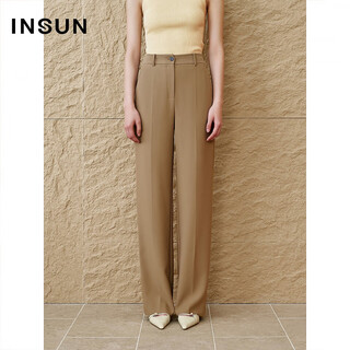 Insun 2025 summer women's high waist slim drape straight suit pants khaki s 36