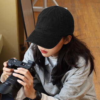 Mmoptop washed solid color baseball hat for women all seasons soft top pure cotton sun protection duck cap for men with sunshade and small face