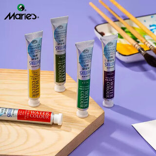 
MARIE'S Mali Artist-level Professional Watercolor Pigment Set 18 Colors 24 Colors Student Beginners' Entry-level Set No Gray Painting Exam Special Advanced Watercolor Single Branch 687_Cooked Brown