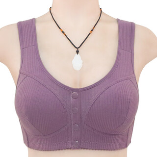 Elegant style (youyafengqing) new threaded cloth front button underwear women's vest style creative 332 models purple gray 36/80
