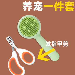 Cat comb, special comb to remove floating hair, nail clipper, cat cleaning needle comb, flea comb, complete list of cat supplies, three-piece pet care set series - new model, double-hole nails, cat petting three-piece set, shedding, combing, and nail clipping