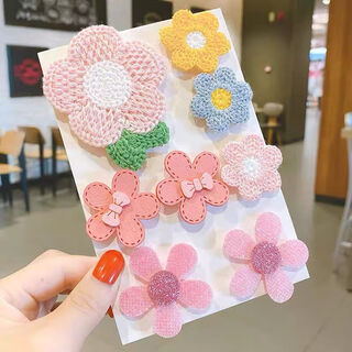 Lingchuan korean children's bangs stickers baby velcro stickers magic stickers sticky head stickers cute little girl broken post cartoon hair accessories small flower cloud 8-piece set