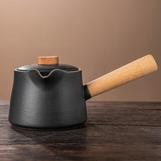 Qixuanyuan solid wood side handle black pottery teapot tea household urgent beard pot anti-scalding ceramic tea teapot teapot artifact