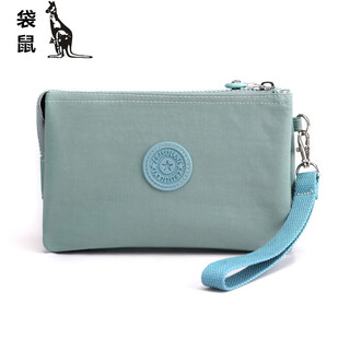Kangaroo (kangaroo) new style women's clutch bag casual nylon cloth coin purse multi-layer portable mobile phone bag aqua blue